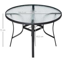 Mesa de Cristal para Jardín Redonda de Comedor con Marco de Acero Terraza Balcón Exterior - details 2