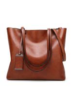 Bolso de cuero encerado para mujer, bolsa de hombro con doble correa, sencillo, para compras, 2022 - details 5