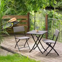 Muebles de jardín resistentes a la intemperie, 2 sillas y 1 mesa, con tapas de plástico. - details 1
