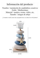 Adornos Decorativos de Candelabros de Piedra Estilo Mediterráneo Artesanías de Mesa de Exhibición de Estrellas del Mar de Madera Doble Color Opcional - details 5