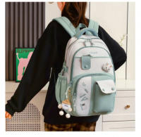 Mochila escolar para niñas adolescentes con diseño de conejo lindo, mochila de moda con contraste de colores, mochila fresca par - details 4