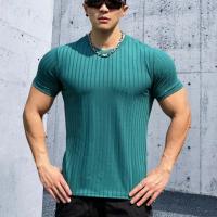 Camiseta de Fitness elástica para hombre, Camiseta deportiva ajustada de manga corta, ropa deportiva para correr - details 2