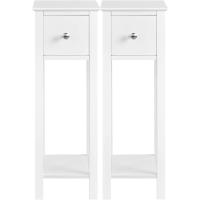 Mesita de Noche de Madera Lacada Alta 2pcs con Cajón y Estante 25x25x70cm - details 6