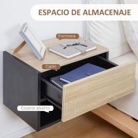 Juego de Mesitas de Noche Flotantes 2 Mesitas Colgantes con Cajón y Estante Abierto - details 12