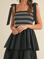 Nueva moda para mujer, vestido con hombros descubiertos, vestido de verano sin mangas con busto ahumado, vestido con volantes escalonados, vestido largo y fluido S M L - details 6