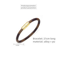 Pulsera de cuero a rayas para hombre, pulsera de aleación con cierre magnético para pareja unisex, bisutería urbana, regalos para hombre - details 1