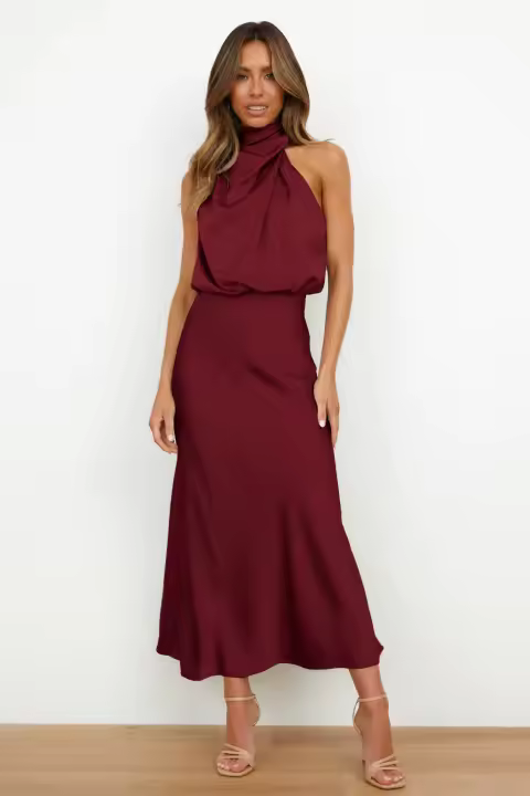 Vestidos De Satén Sin Mangas Para Mujer, Vestidos De Noche - 1