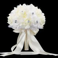 Ramo de novia hecho a mano, accesorios de flores artificiales, rosa, ramos de novia, boda, azul y blanco - details 3