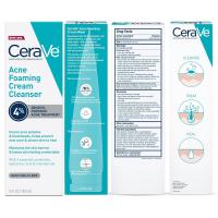 CeraVe Acne Foaming Cream Cleanser, limpiador facial con peróxido de benzoilo al 4% con ácido hialurónico, niacinamida y ceramidas, tratamiento diario suave para el acné para la cara - details 7