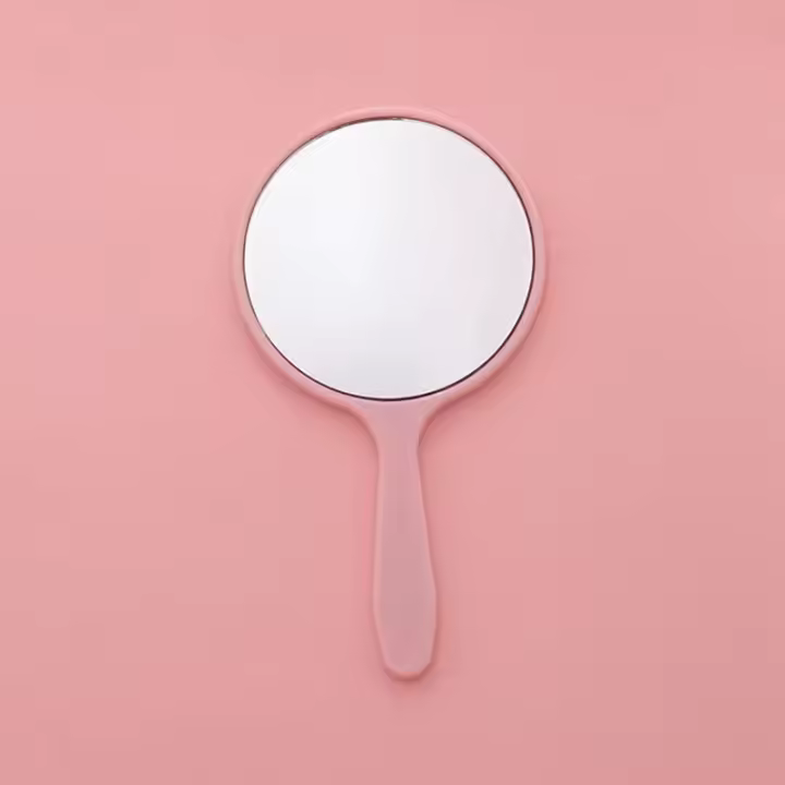 Espejo de maquillaje de mano, espejo de tocador redondo con mango, espejo compacto de mano, espejo cosmético para mujer, 1 ud. - 1