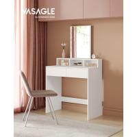 Mesa de Maquillaje con Espejo Grande, Gabinete con 2 Cajones y 3 Compartimentos, Estilo Moderno, Blanco - details 1