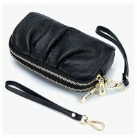 Bolso de Mano de Cuero Genuino de Doble Capa Cartera con Cremallera y Correa Desmontable - details 7