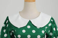 Vestido midi elegante de fiesta con cuello Peter Pan, lunares y mangas cortas abullonadas para mujer, ideal para el verano. - details 55