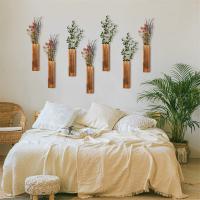 Paquete de 2 maceteros de pared de madera, macetero colgante de madera para flores secas y plantas verdes artificiales, florero de bolsillo de madera - details 1