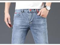 Jeans de Moda Coreana para Hombres Pantalones de Denim Adelgazados Cálidos con Tirantes - details 8