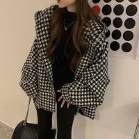 Abrigo de Lana Retro a Cuadros con Gorro Cómodo y Adelgazante Estilo Clásico de Señora para Otoño-Invierno - details 4
