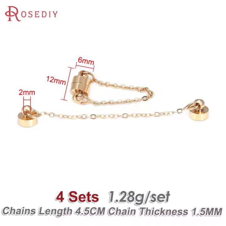 Cierre magnético de latón color oro de 18 quilates, cilíndrico ovalado, en forma de corazón, para collares y pulseras, accesorios para la fabricación de joyas. - 1
