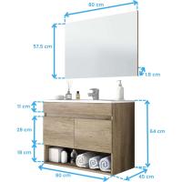 Mueble de Baño Suspendido de Algodón Diseño Nórdico 2 Puertas, Espejo Incluido - details 6