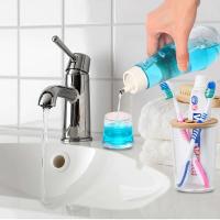 Botella multifuncional, recipiente de enjuague bucal de vidrio recargable con tapa, recipiente transparente portátil para baño - details 3