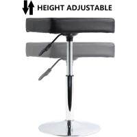 Cuadrado Cuero Silla Ocio Bar Trabajo Giratorio Ajustable en Altura Garaje sin Respaldo barbero Blanco - details 11