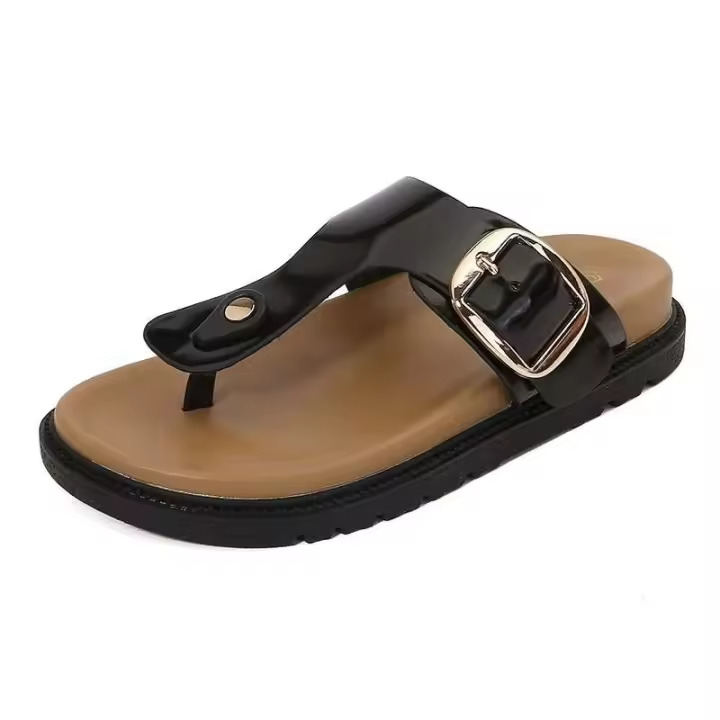 Zapatillas Birkenoln con Clip para mujer, chanclas con suela gruesa y punta abierta, plantilla de PVC, prendas de vestir elegantes fáciles de combinar, novedad de 2024 - 1