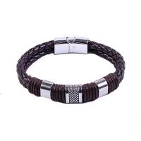 Pulsera de cuero tejido con cuentas Estilo Punk de Hip-hop para hombres - details 5