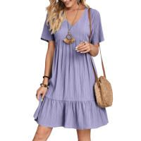 Vestido corto de verano para mujer, prenda de manga corta, transpirable, con cuello en V, ideal para regalo de cumpleaños y Día de San Valentín - details 0