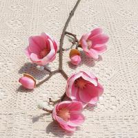 Rama de Magnolia Artificial de 78cm, simulación de arte Floral de tacto Real, flores de orquídeas artificiales hechas a mano de Magnolia grande - details 9