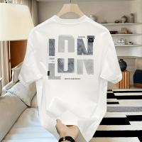 Camiseta Casual de Algodón para Hombres Manga Corta, Impresión de Letras Audaces, Diseño Suelto, Cuello Redondo, Estilo Jersey, Lavable en Máquina, Adecuada para Uso Diario y Casual - details 4