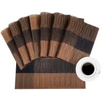 Mantel Individual de vinilo tejido, tapete de aislamiento de PVC y bambú, adecuado para mesa de cocina, 8 unidades por grupo - details 5