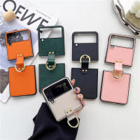 Funda de cuero PU con tapa para Samsung Z, carcasa de teléfono a prueba de golpes con hebilla de anillo Retro para Samsung Galaxy Z Flip 3 - details 0