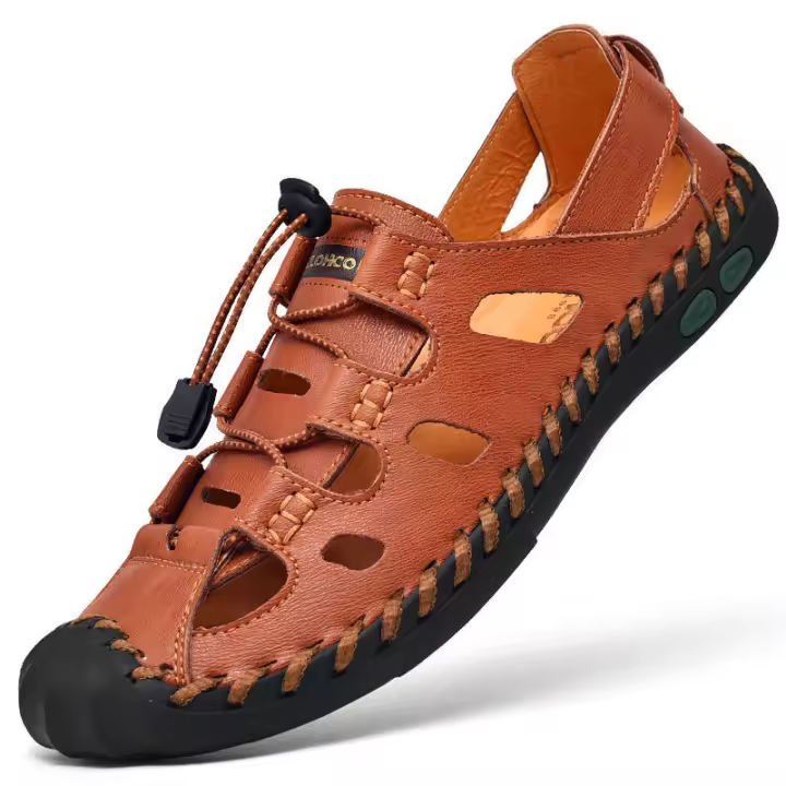 Sandalias de Hombre de Cuero Genuino Baotou Calzado de Playa Casual para Exteriores - 1