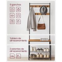 Perchero con Estante para Zapatos, Mueble de Entrada con Banco, 3 en 1, Marco de Acero, para Entrada y Pasillo, 32 x 70 x 177 cm, Estilo Industrial, Marrón Castaño y Negro HSR041B41 - details 7