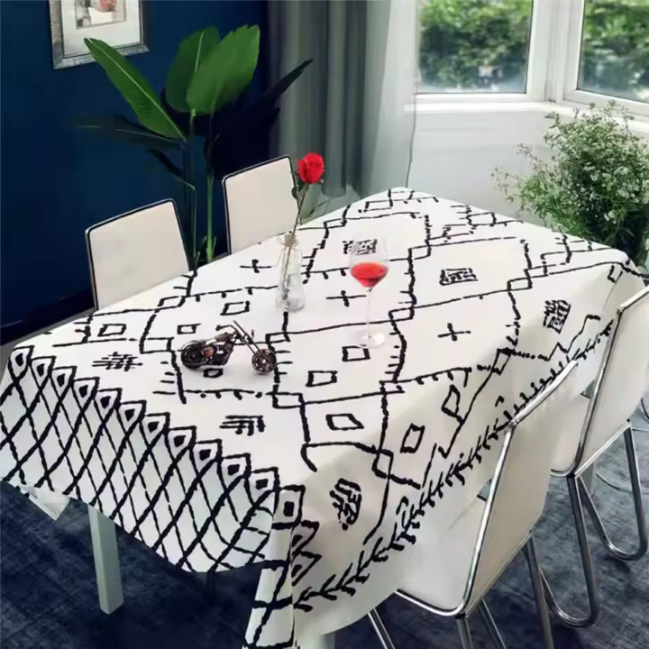 Mantel de comedor con cubierta de mantel Rectangular, impermeable, geométrico Simple, estilo nórdico - 1