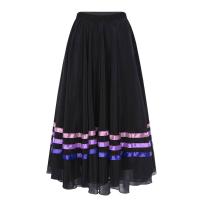 Faldas Flamenco español para mujer, vestidos de danza contemporánea moderna lírico, cintura alta, dobladillo a rayas, falda con - details 10