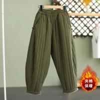 2025 nuevo grueso Harem pantalones hasta el tobillo Otoño Invierno cintura alta mujeres abajo pantalones de algodón Casual moda señora pantalones - details 7