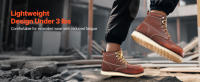 SucceBuy UK Tamaño 7.5 Punta de acero, Botas de trabajo impermeables con punta de mocasín para hombres, Suela de goma EVA antideslizante y transpirable, Marrón - details 5