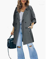 Chaqueta cortavientos informal de manga larga para mujer, ropa holgada de longitud media, 2024 - details 13