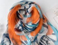 Pañuelo con estampado de rayas de cebra naranja para mujer, pañuelo elegante de gasa para playa, protector solar, Hijab fino de 50x160CM - details 14