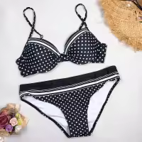 Bikinis Negros Sexys para Mujer, Ribete de Lunares, Conjunto de Bikini Push-Up Acolchado 2025 Nuevo - details 2