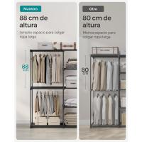 Armario de Ropa, Perchero, Burro Ropa, 124 x 43 x 182 cm, 2 Secciones para Colgar, con Compartimentos, Gran Capacidad, para Dormitorio, Salón, Lavandería, Topo RYG026R02 - details 47