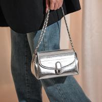 Elegante Bolso de Plata Correa de Cadena Chic, Cierre de Cerradura, Forro de Poliéster, Bolso Versátil para Mujeres Accesorio de Estilo - details 0