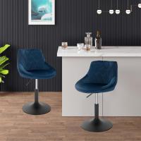 Taburete de Bar de Terciopelo Alto Regulable en Altura Diseño Giratorio para Peluquería - details 3