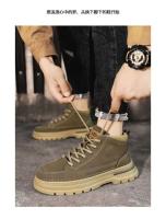 Zapatos de cuero para hombre, ropa de trabajo informal Retro británica, botines bajos de media caña, plantilla con cierre de botón, PU para invierno - details 10