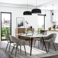 Terciopelo, Silla Acolchada con Reposabrazos, Patas de Metal, Diseño Elegante, para Comedor, Sala de Estar, Dormitorio, Cocina, Gris LDC82GY - details 1