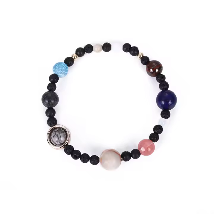 Pulsera del Sistema Solar con Cuentas Naturales - Joyería Galáctica para Mujer, Regalo Espiritual con Planetas y Estrellas, Bisutería de Lujo y Energía Cósmica - 1