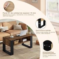 Mesa Centro Baja Mesa Auxiliar de 2 Niveles Mesita Lateral para Sofá Mesa de Café con Comodidades - details 3