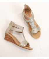 Sandalias de tacón de cuña de verano de talla grande, zapatos de mujer ajustados con cremallera trasera, zapatos romanos - details 9