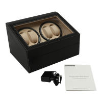 Caja de exhibición enrolladora de reloj de cuero PU, almacenamiento de rotación automática, caja de madera, cuero Pu, cuentas de Cachemira, nuevo, 4 + 6, 12 "X 9" X 7" - details 3