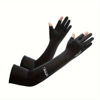 1 par de mangas de protección UV refrigeradas, guantes de ciclismo al aire libre para el verano, cubiertas de manga delgadas de 2 dedos extendidos, material de nylon 100.00%, material PA, 190g/ ㎡ , lavable a mano - para hombres y mujeres, guantes de - details 7